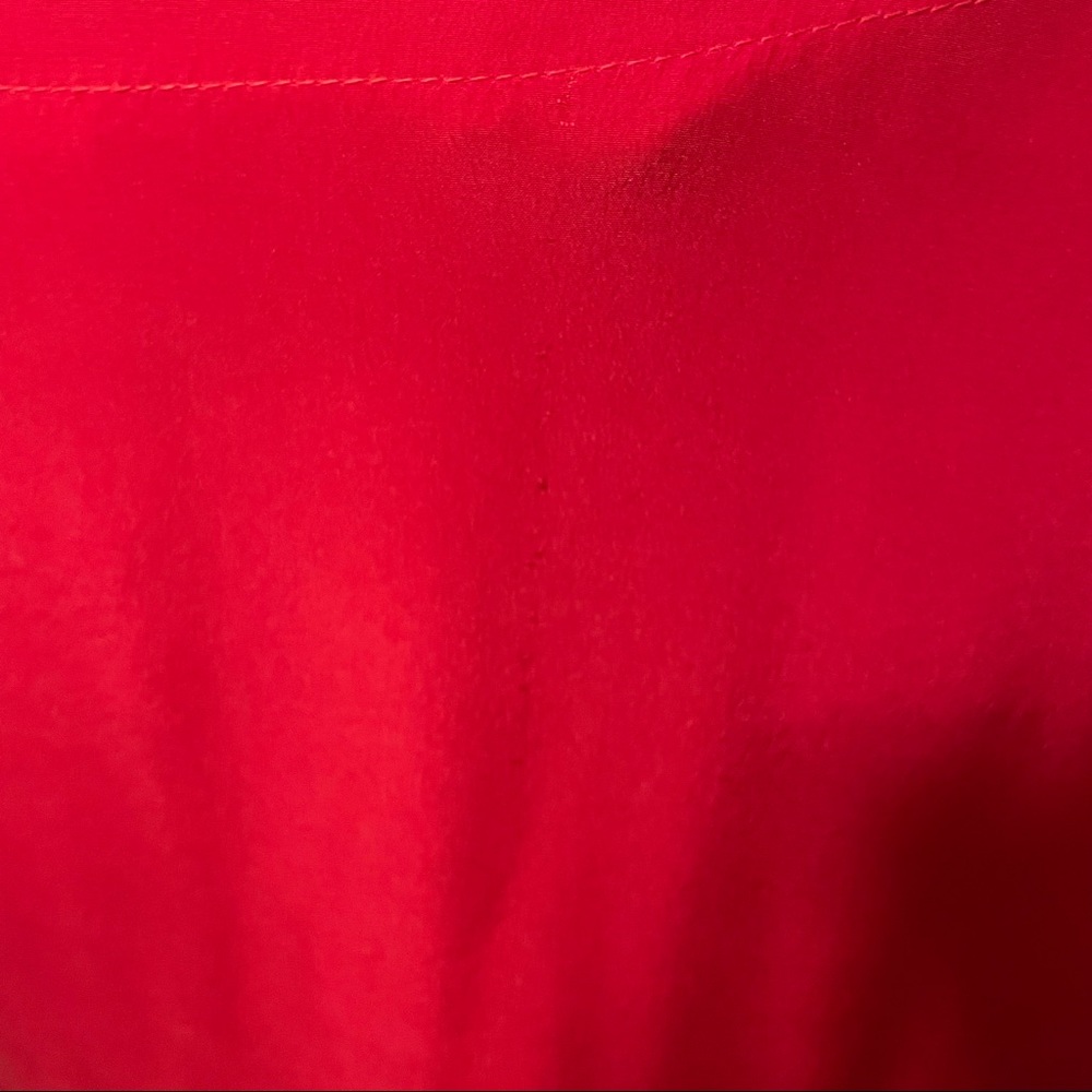 Vintage 80’s Liz Claiborne silk red dress color block sleeves midi front pocket - Picture 7 of 9